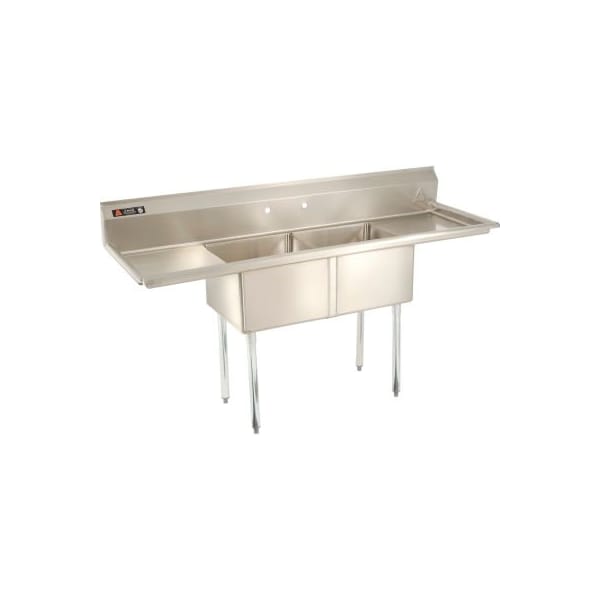 Aero Aero Manufacturing Company Two Bowl SS sink 18 x 18 with 16-1/2" Right & Left Sided Drainboard AF2-1818-18LR - main